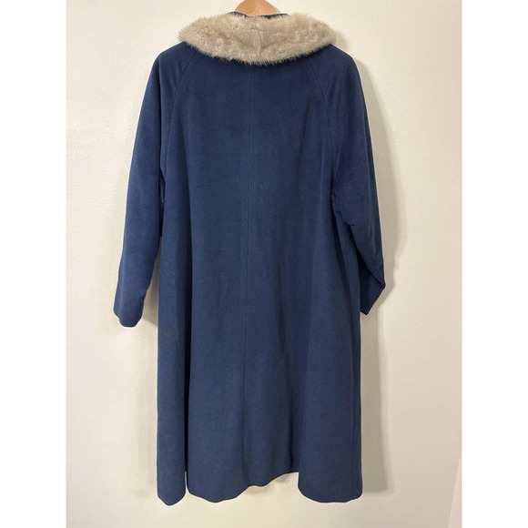 VTG 1950s 1960s Dan Berné Wool Swing Coat Faux Mink Fur Collar Blue Union USA - Picture 3 of 11